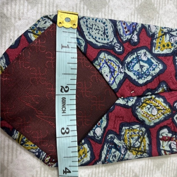 Tino Cosma 100% Italian Silk Necktie Red And Blue Pattern - Picture 4 of 5